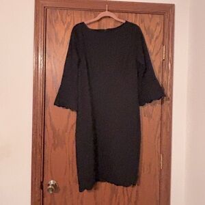 NEW PRICE DROP! NWOT Talbots Size 12 Black Dress with Scalloped Sleeves and Hem